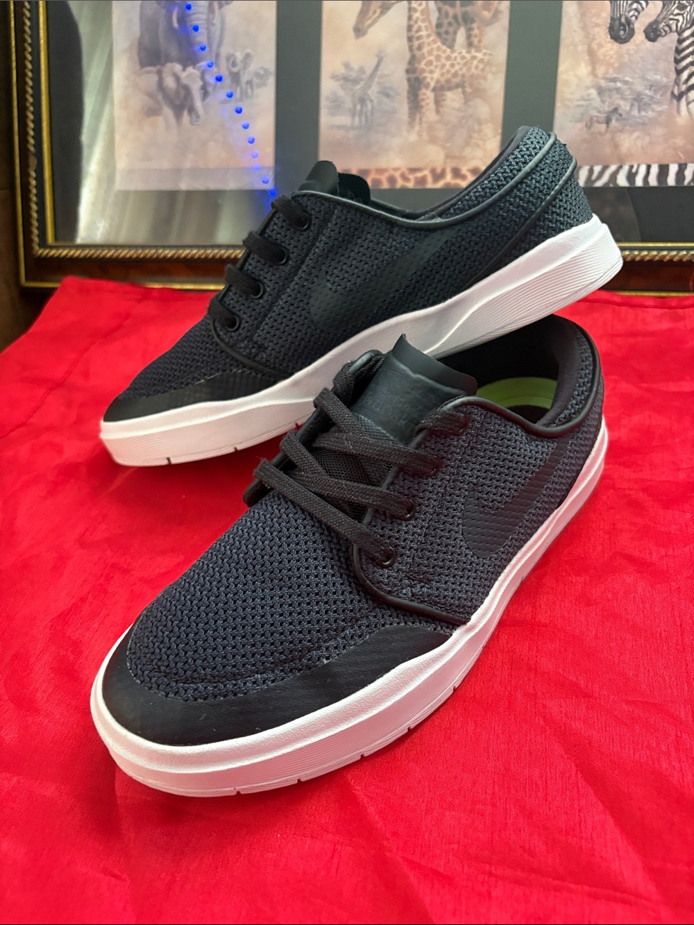 Nike Black Knit Low-Top Sneakers with White Sole